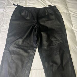 Sleek Black Leather Women's Trousers